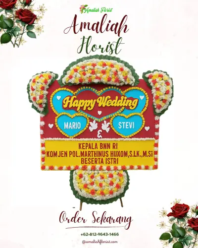 Karangan Papan Bunga Pernikahan di Klampis
